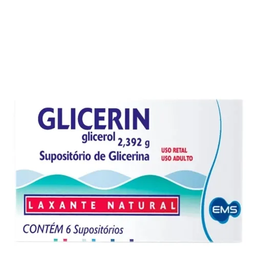 Glicerin 2,392g, caixa com 6 supositórios