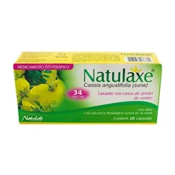Natulaxe 34mg, caixa com 20 cápsulas duras