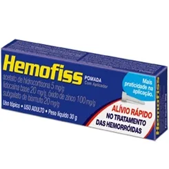 Hemofiss 5mg/g + 20mg/g + 100mg/g + 20mg/g, bisnaga com 30g de pomada de uso retal