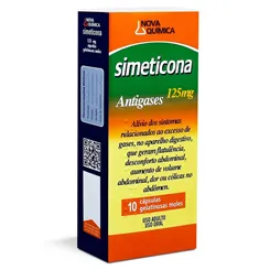 Simeticona Cápsula Nova Química 125mg, caixa com 10 cápsulas gelatinosas moles