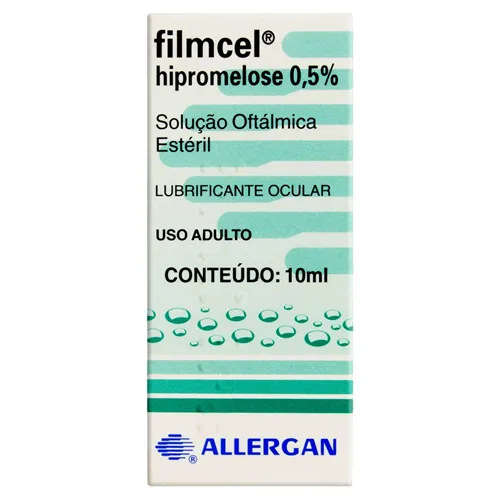 Filmcel 5mg/mL, caixa com 1 frasco gotejador com 10mL de solução de uso oftálmico