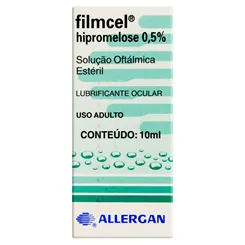 Filmcel 5mg/mL, caixa com 1 frasco gotejador com 10mL de solução de uso oftálmico