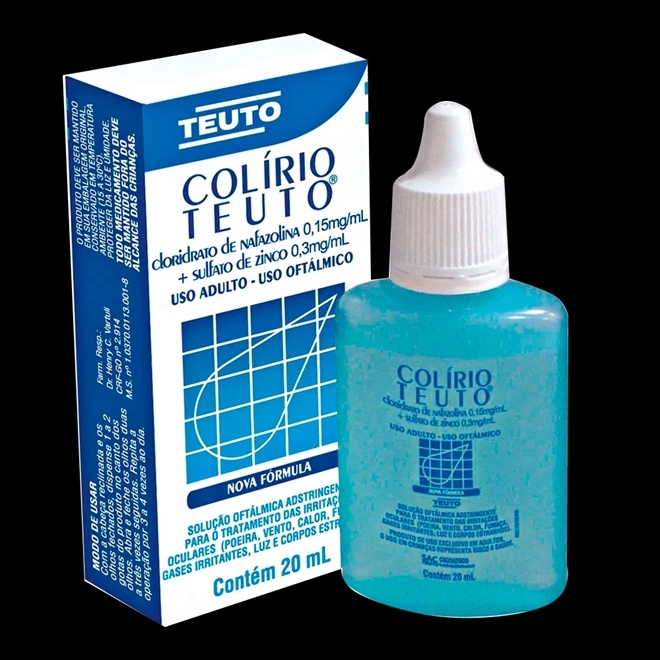 Colírio Teuto 0,15mg/mL + 0,3mg/mL, caixa com 1 frasco gotejador com ...