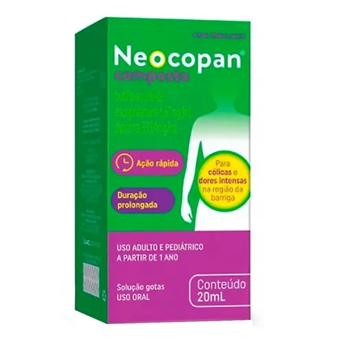 Neocopan Composto Gotas 6,667mg/mL + 333,4mg/mL, caixa com 1 frasco gotejador com 20mL de solução de uso oral