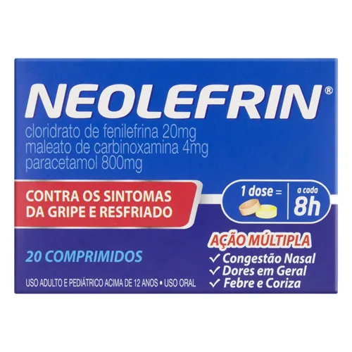Neolefrin Comprimido 400mg + 20mg, 400mg + 4mg, caixa com 20 comprimidos