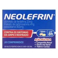 Neolefrin Comprimido 400mg + 20mg, 400mg + 4mg, caixa com 20 comprimidos