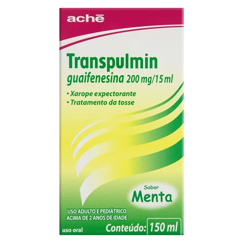Transpulmin Xarope 13,33mg/mL, caixa contendo 1 frasco com 150mL de xarope adulto + 1 copo medidor