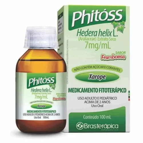 Phitoss 7mg/mL, caixa com 1 frasco com 100mL de xarope