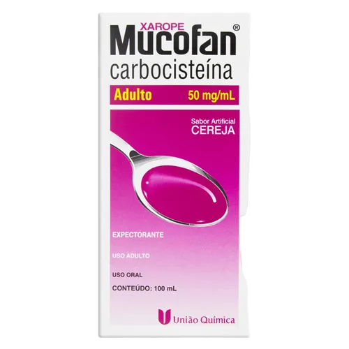 Mucofan 50mg/mL, caixa com 1 frasco com 100mL de xarope + copo medidor