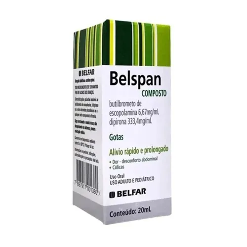 Belspan Gotas 333,4mg/mL + 6,67mg/mL, caixa com 1 frasco gotejador com 20mL de solução de uso oral