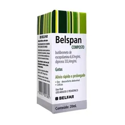 Belspan Gotas 333,4mg/mL + 6,67mg/mL, caixa com 1 frasco gotejador com 20mL de solução de uso oral
