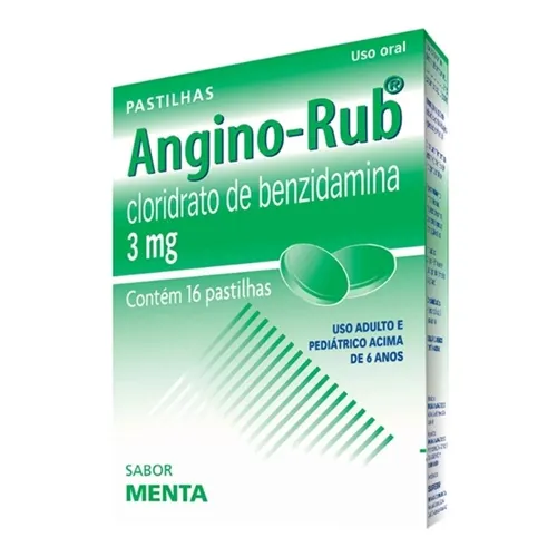 Angino-Rub 3mg, caixa com 16 pastilhas, menta
