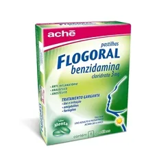 Flogoral Pastilha 3mg, caixa com 8 pastilhas duras sabor menta