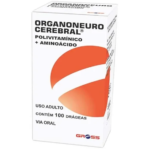 Organoneuro Cerebral 100mg + 100mg + 25mg + 10mg + 5mcg, frasco com 100 drágeas