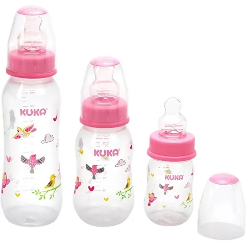 Kit Mamadeira Kuka Natural Plus 70mL + 160mL + 250mL, rosa