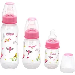 Kit Mamadeira Kuka Natural Plus 70mL + 160mL + 250mL, rosa
