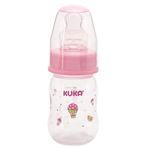 Mamadeira Kuka Natural Plus color, 0 a 6 meses, 70mL, rosa
