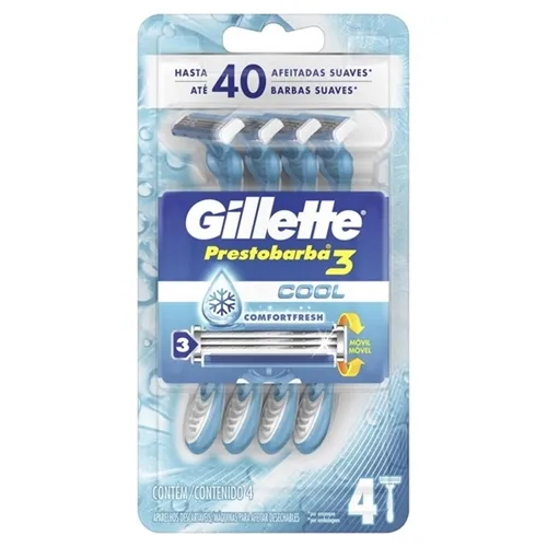 Aparelho de Barbear Gillette Prestobarba 3 Ice 4 Unidades