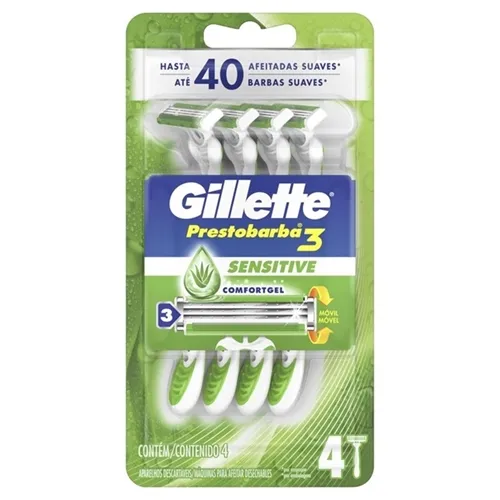 Aparelho de Barbear Gillette Prestobarba 3 Sense Care 4 unidades