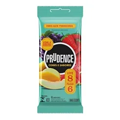 Preservativo Prudence Cores e Sabores mix, leve 8 pague 6