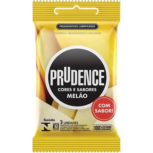Preservativo Prudence Cores e Sabores melão, 3 unidades