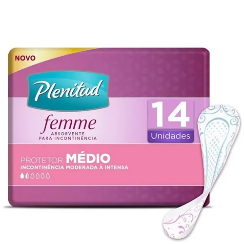 Absorvente Plenitud Femme médio, 14 unidades