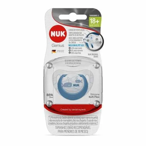 Chupeta Nuk Genius 18+ meses, azul