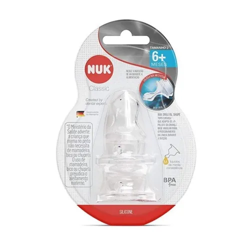 Bico de Mamadeira Nuk Classic 6+ Meses, Medium, 2 Unidades