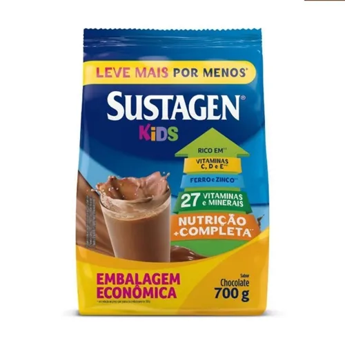 Complemento Alimentar Infantil Sustagen Kids sachê, chocolate, 500g + grátis, 200g