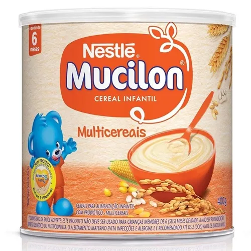 Cereal Infantil Mucilon lata, multicereais, 400g
