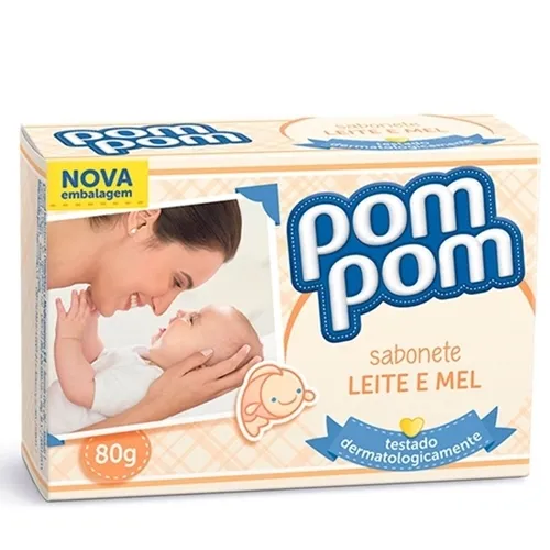 Sabonete Infantil Pom Pom leite e mel, barra, 80g, 1 unidade