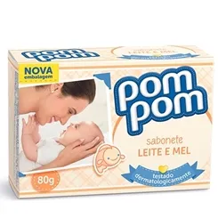 Sabonete Infantil Pom Pom leite e mel, barra, 80g, 1 unidade