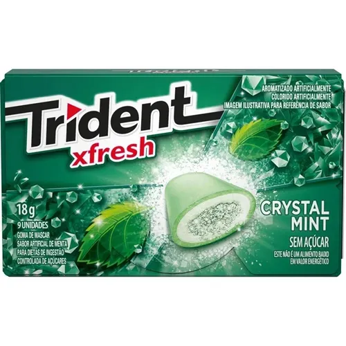 Chiclete Trident Xfresh crystal mint, 18g, 9 unidades