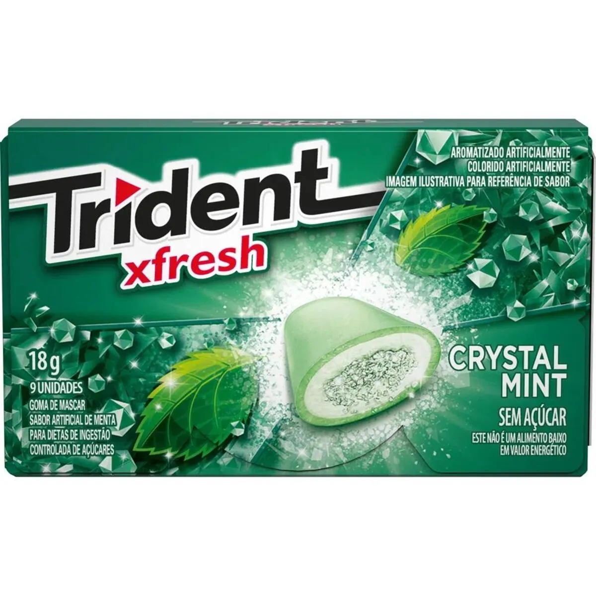 Chiclete Trident Xfresh crystal mint, 18g, 9 unidades - Chiclete