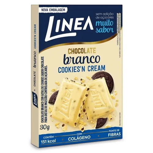 Chocolate Linea Zero Açúcar branco, cookies n' cream, 30g