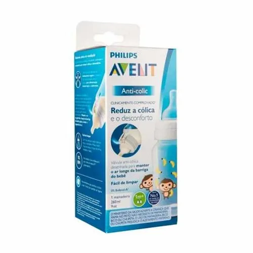 Mamadeira Anti-cólicas Philips Avent 1+ meses, 260mL, decorada, 1 unidade