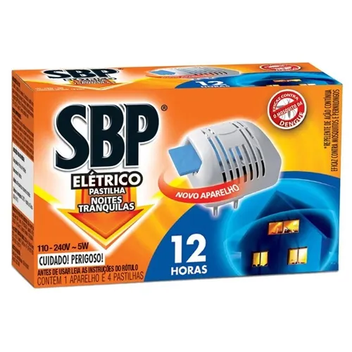 Inseticida Elétrico Pastilhas SBP 12 Horas 1 aparelho + 4 pastilhas