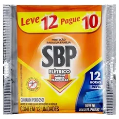 Refil Inseticida Elétrico SBP Pastilhas 12 Horas pague 10 leve 12