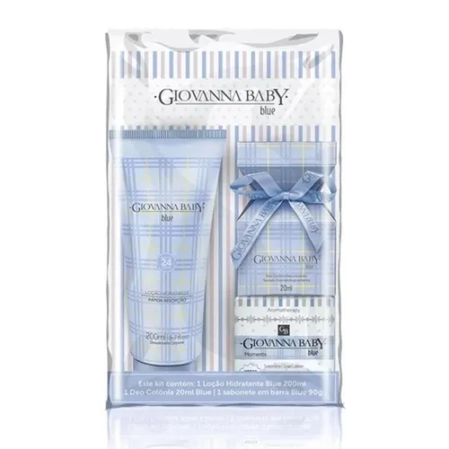 Kit Giovanna Baby Blue Colônia, Hidratante e Sabonete em Barra