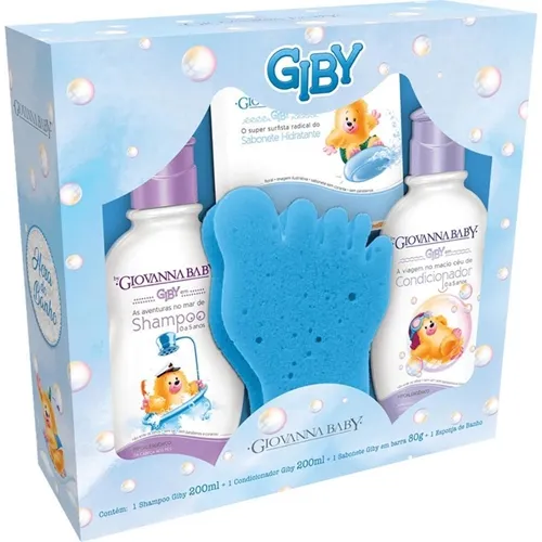 Kit Infantil Giovanna Baby Giby Hora Do Banho Azul Com Sabonete em Barra