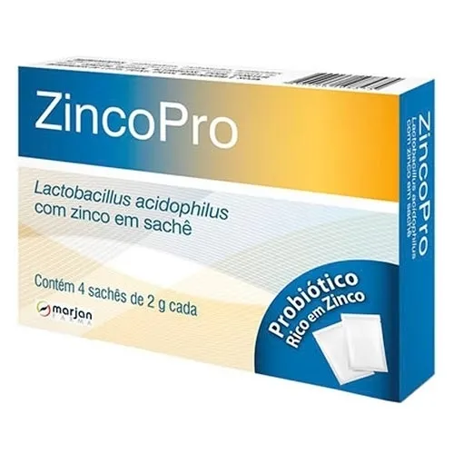 ZincoPro Sachê Caixa com 4 sachês com 2g de solução de uso oral