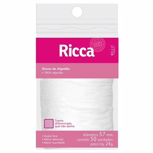 Algodão Ricca disco, com 50 unidades