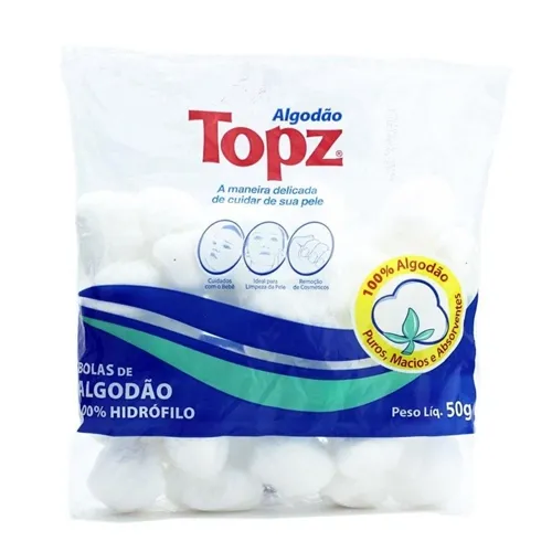 Algodão Topz bolas, branco, 50g