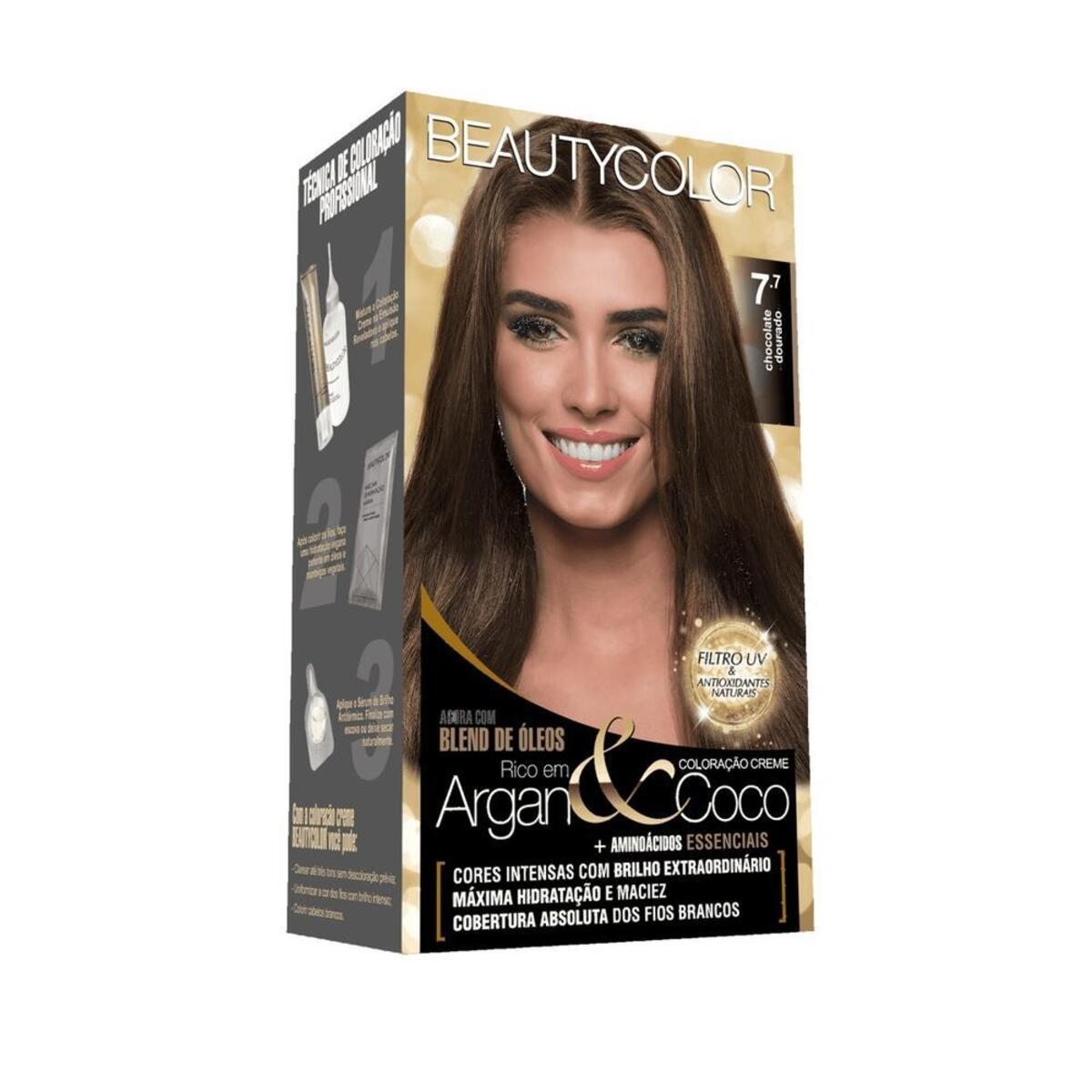 Tintura Beauty Color n° 7.7 marrom dourado - Tintura Beauty Color n° 7. ...