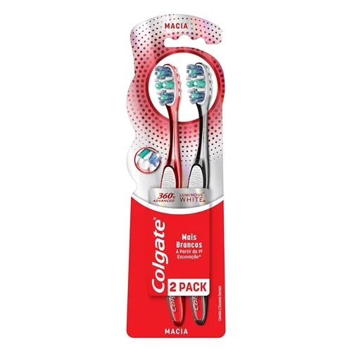 Escova Dental Colgate 360º Luminous White Leve 2 e Pague 1 Unidade