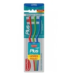 Escova Dental PowerDent Light Plus sortido, 3 unidades