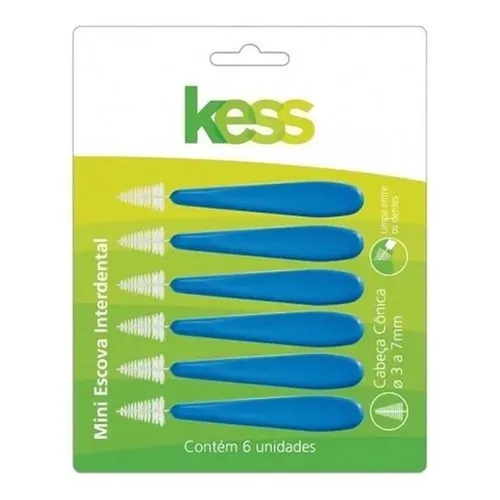 Mini Escova Dental Kess Interdental cônico, 3-7mm, 6 unidades