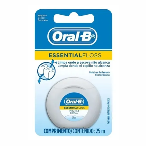 Fio Dental Oral-B Essential-floss encerado, 25m