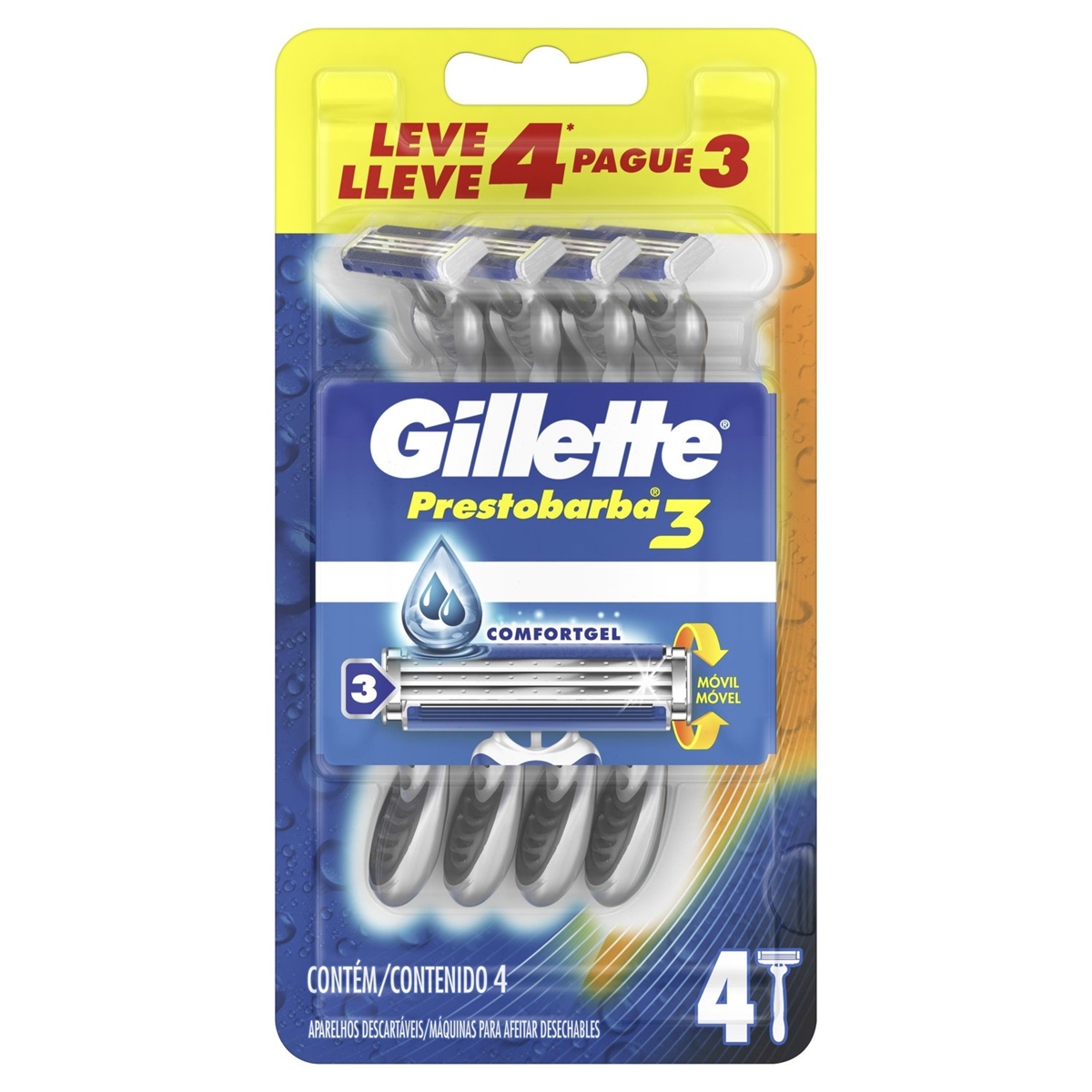 GILLETTE PRESTOB 3 AP B MA L4P3 X 4 - PROCTER GAMBLE - Aparelho De ...