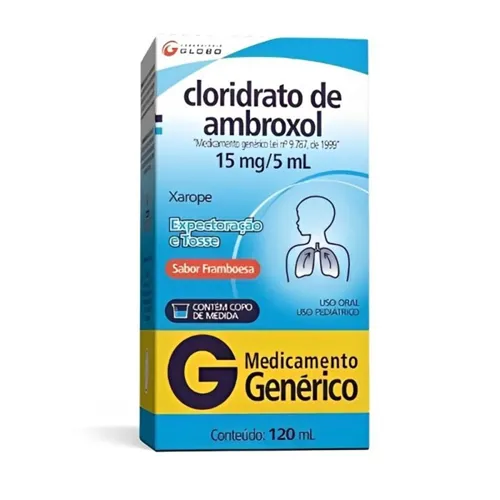 Cloridrato de Ambroxol Laboratório Globo 3mg/mL, caixa com 1 frasco com 120mL de xarope + copo medidor